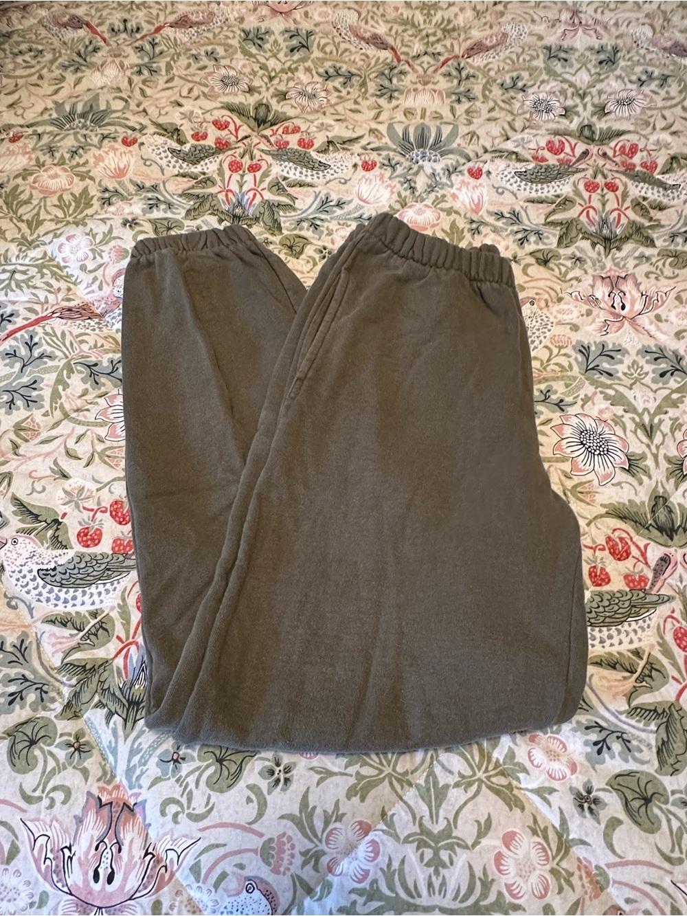 Brandy Melville Olive Green Elastic-Waist Joggers